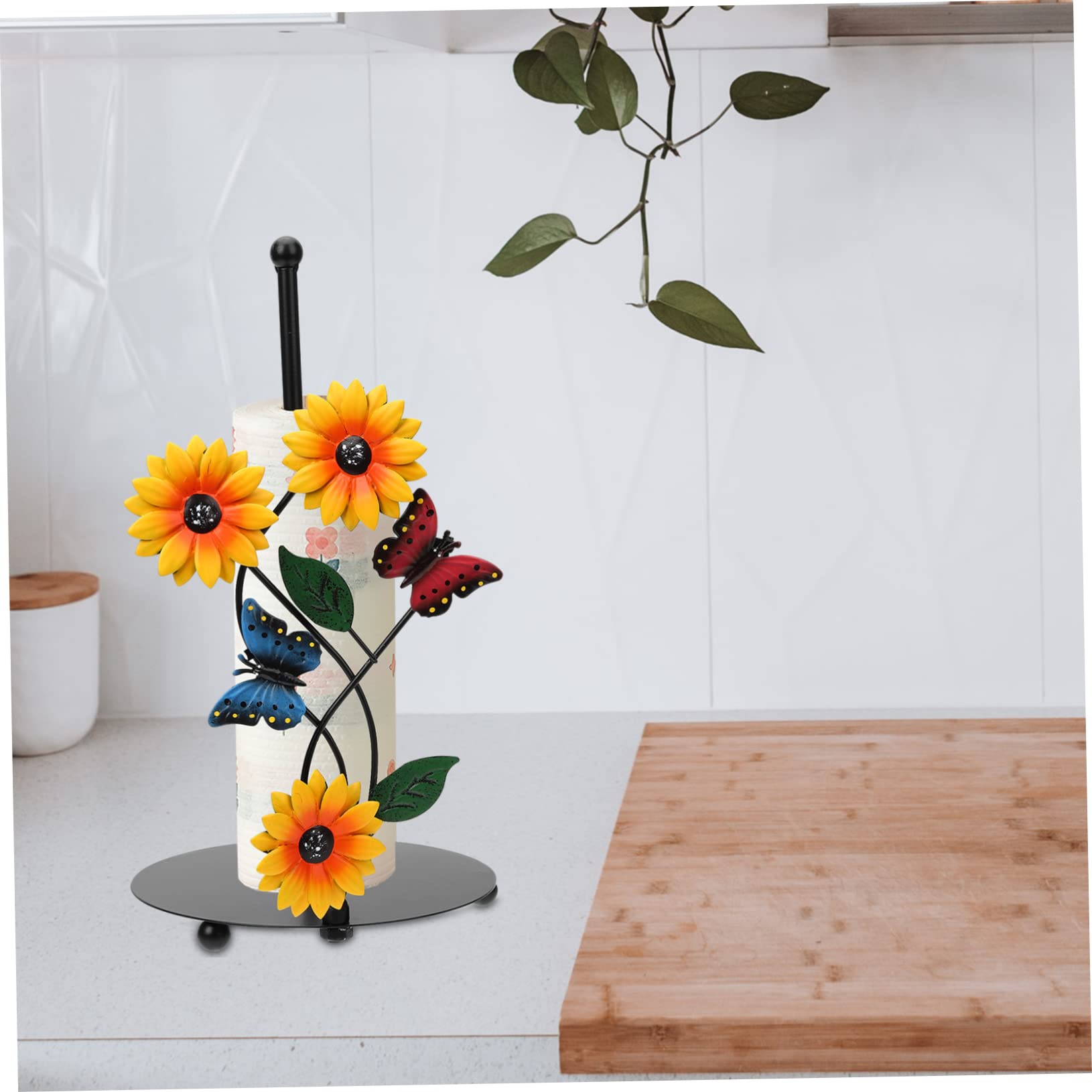 Porta Rotolo da Cucina e Stile Farmhouse a Forma di Girasole in Metallo Design Artistico Robusto e Stabile per Soggiorno e Giardino