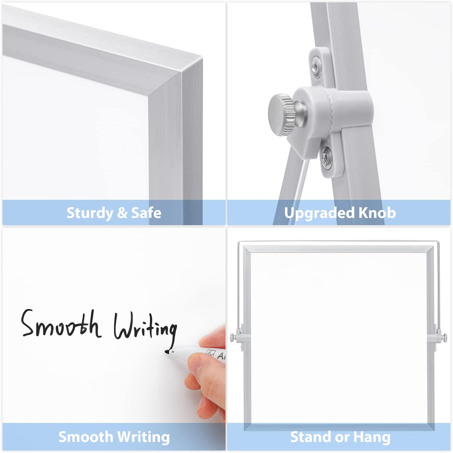 ARCOBIS Small WhiteBoard with Stand 10 X 10, Magnetic Double-Sided Dry Erase White Board Easel for Desk Students Home Office