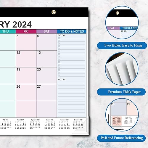 Miniatura 3 de Desk Calendar 2024-12 Months Calendar from January 2024 - December 2024, 2024 Calendar with to-do List, 12×17 Inch, Colorful