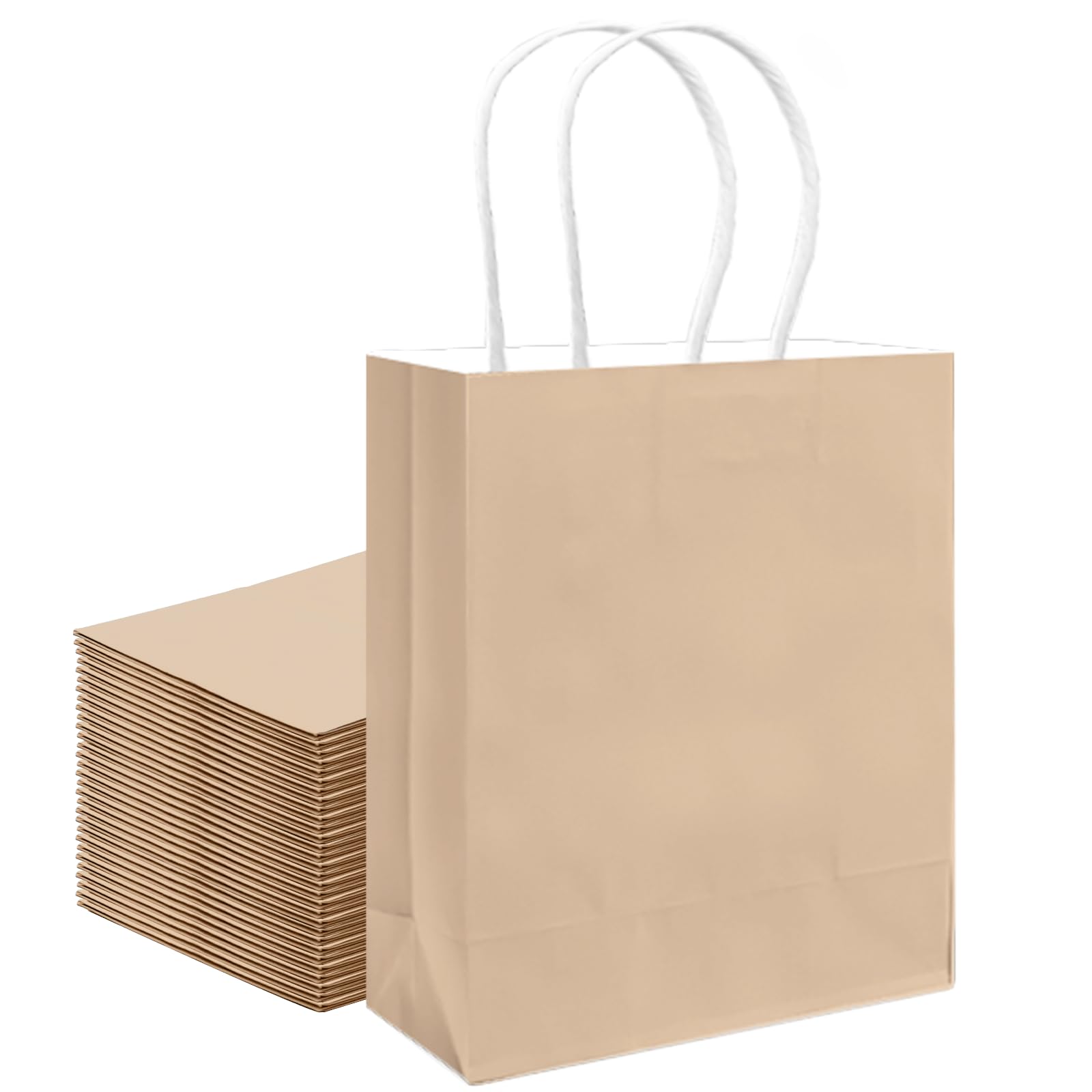 Gcardist 24PCS Medium Gift Bag with Handles Bulk 8.3"x4.3"x11" Gift Bags Almond Yellow Bags Multiple Uses (21x11x27.3cm,Medium Size)
