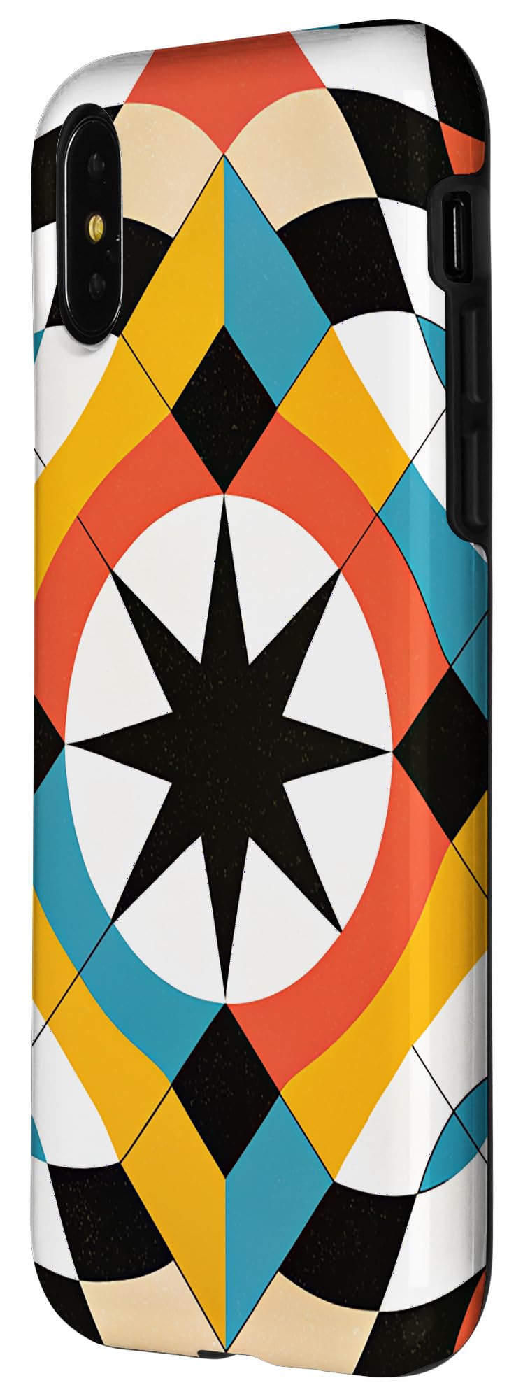 iPhone X/XS MULTICOLOR OPTICAL ILLUSION PATTERN CIRCULAR SHAPE WITH STAR Case - Image 2
