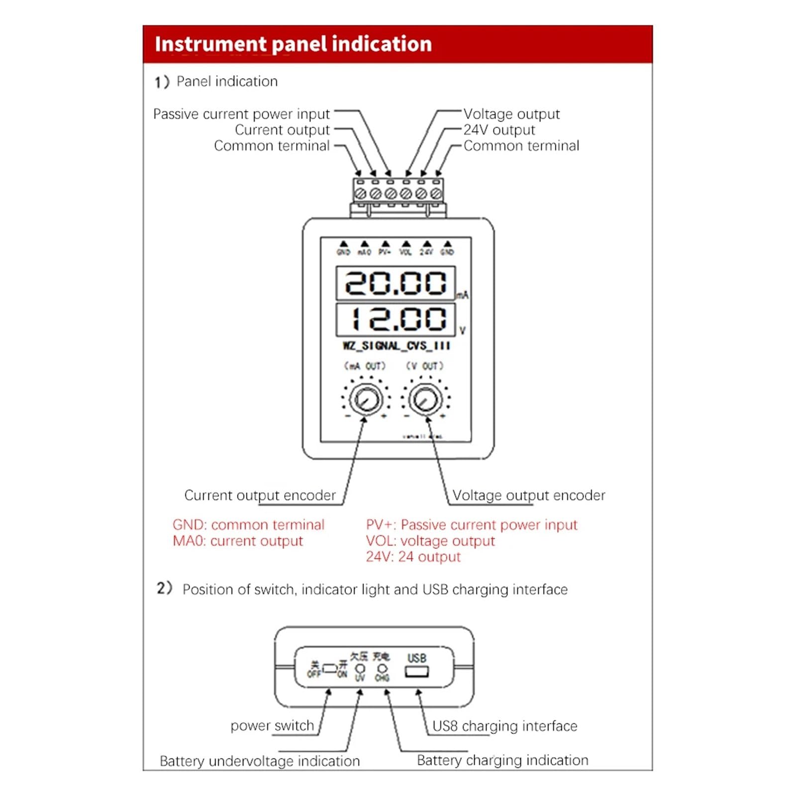 0-22mA 24V Generator Current Voltage Adjustable Transmitter, Calibrator Source Constant Current Source Simulator