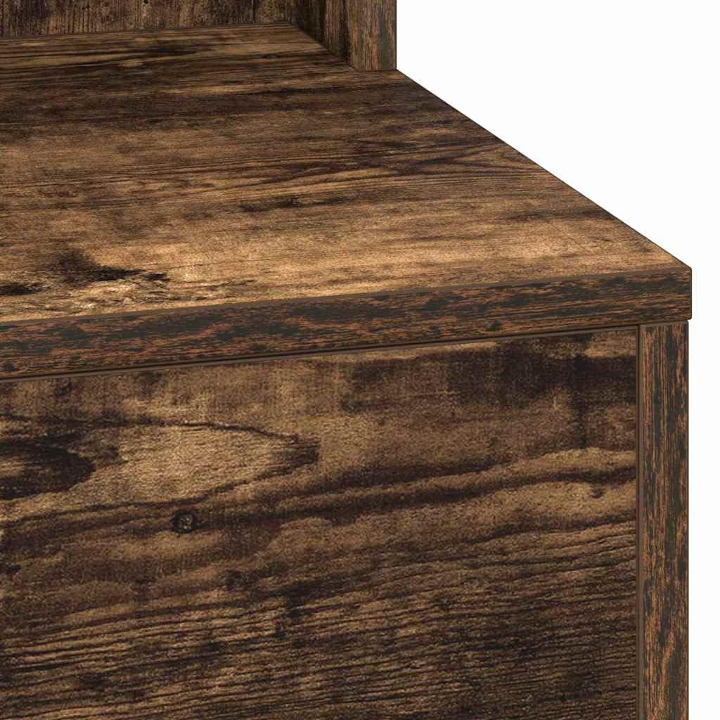 Tavolo da trucco rovere fumé 50 x 41 x 135 cm in legno ingegnerizzato con luci LED USB specchio piano e ripiani per cosmetici, mobiletto salvaspazio per camera da letto e spogliatoio donna