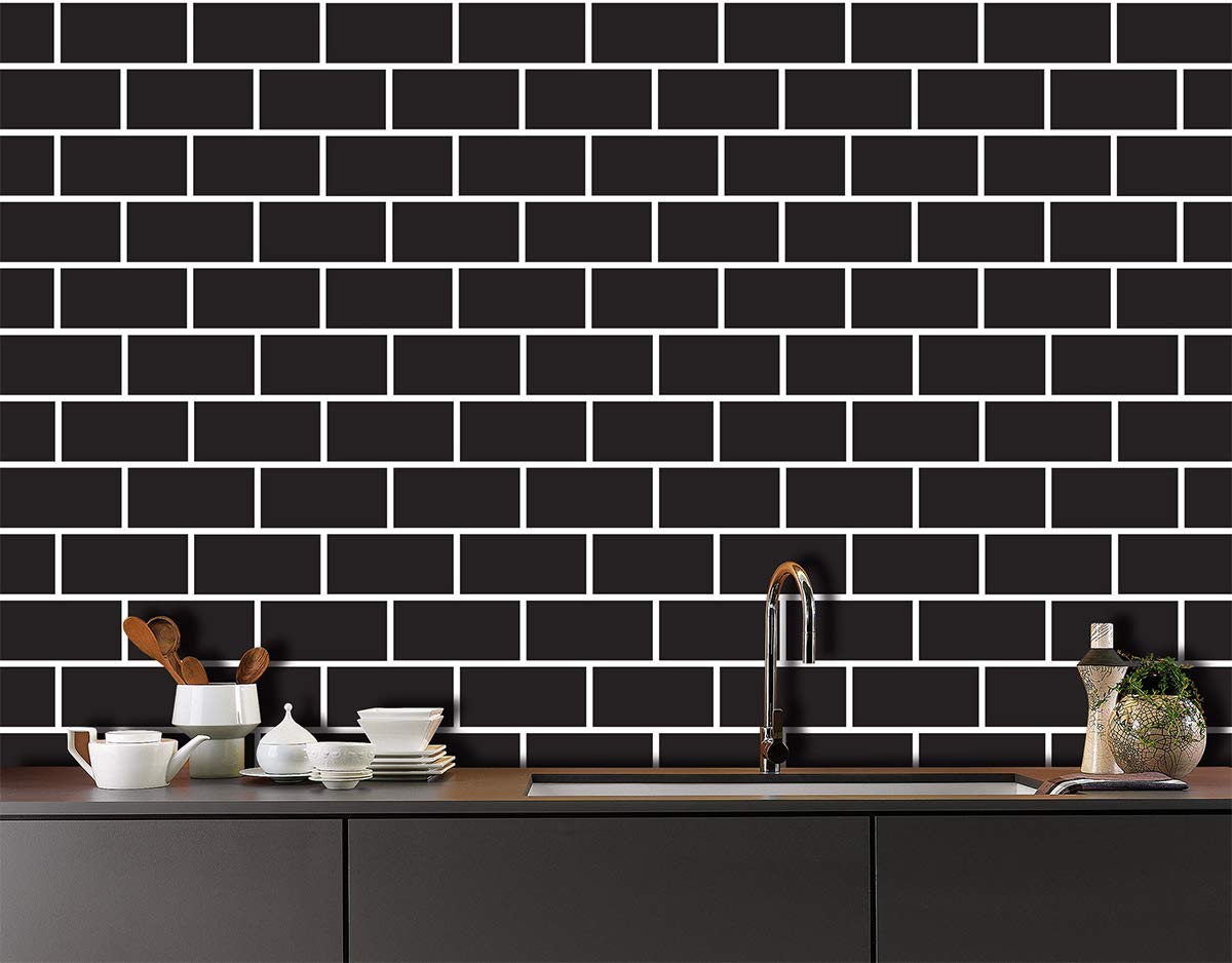Buy JZHOME 9261 Peel and Stick Wallpaper Black/White Square Brick 17.7