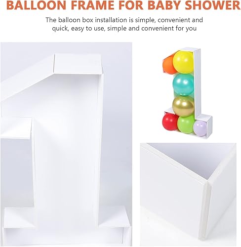 Miniatura 9 de NOLITOY Marco de globo número 1 para niños: marco de globo de mosaico, números de marquesina 1 tablero precortado para decoración de fiesta de