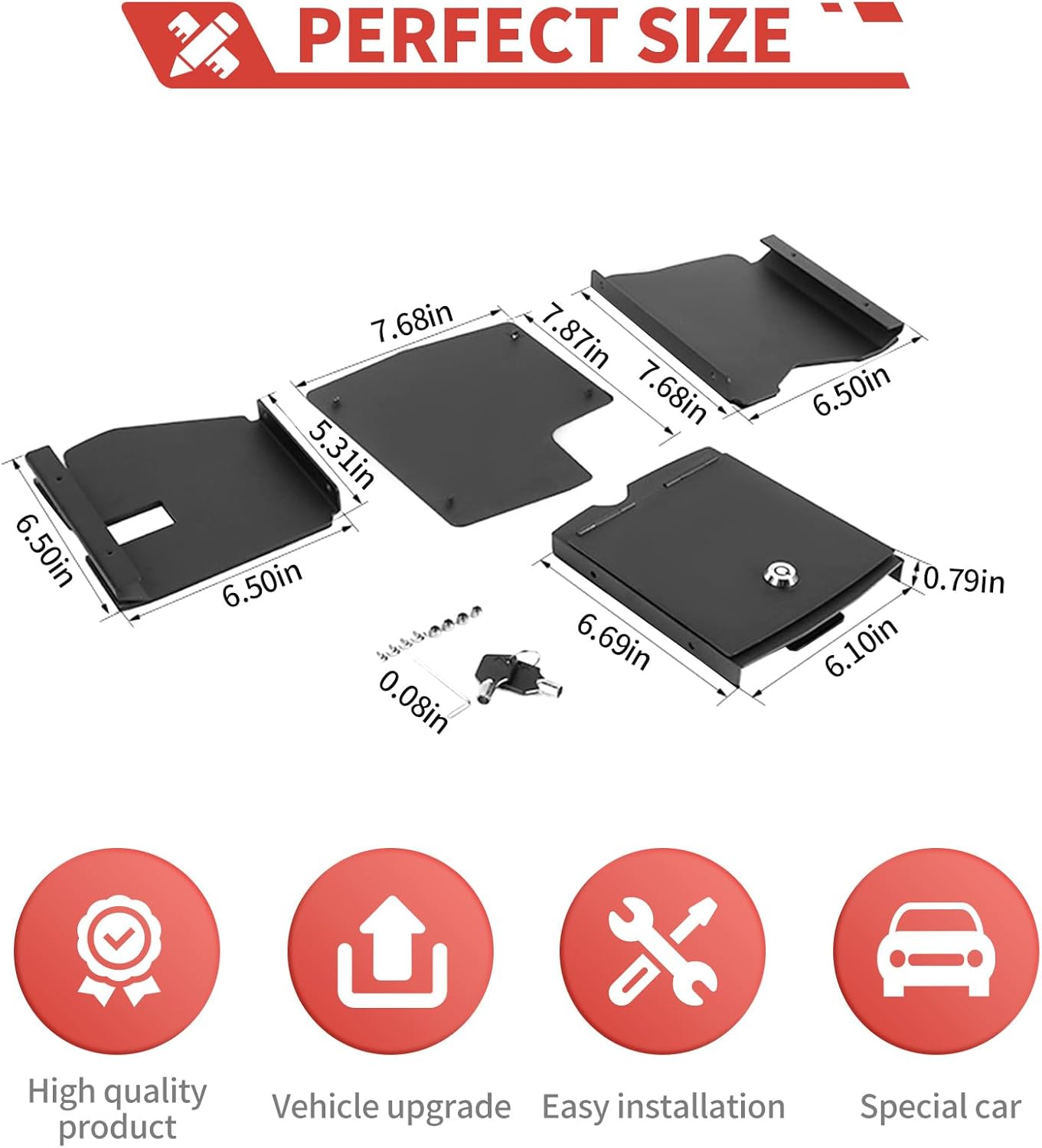 for Jeep Center Console Organizer Armrest Gun Lock Box with Key Storage Accessories fit for Jeep Wrangler JL JLU Gladiator JT 2018+