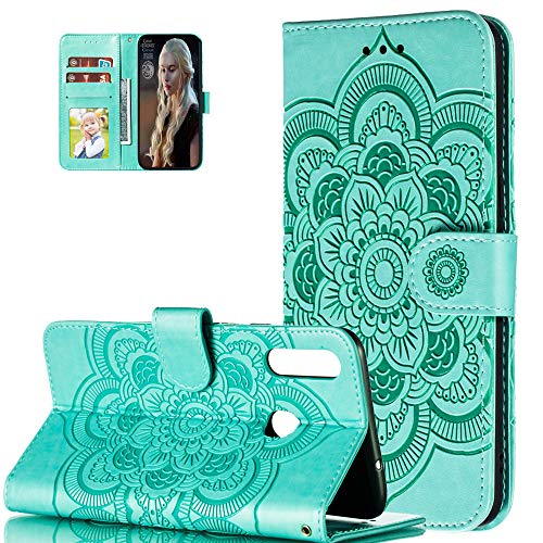 Asdsinfor Galaxy A20S Case Full Stylish Advanced Embossing Wallet Case Credit Cards Slot with Stand for PU Leather Shockproof Flip Magnetic Case for Samsung Galaxy A20S Sunflower Green LD