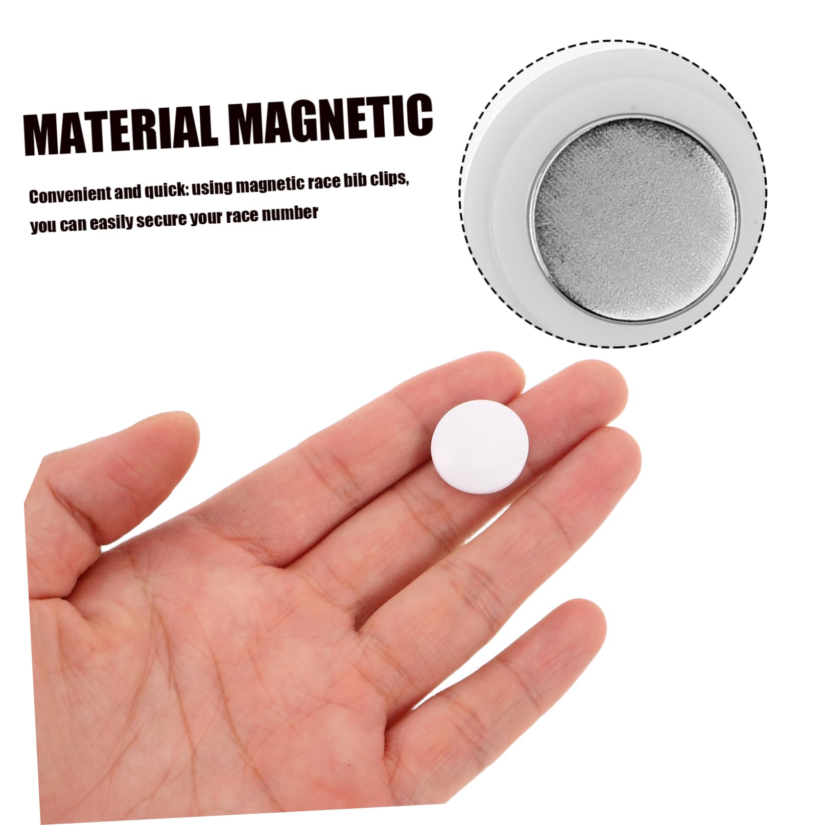 GALPADA Fermagli Magnetici per Pettorali da Gara 4 Paia Bianco Chiusura Magnetica Resistente e Leggera per Maratona Corsa Trail Running Accessori Sportivi per Corridori