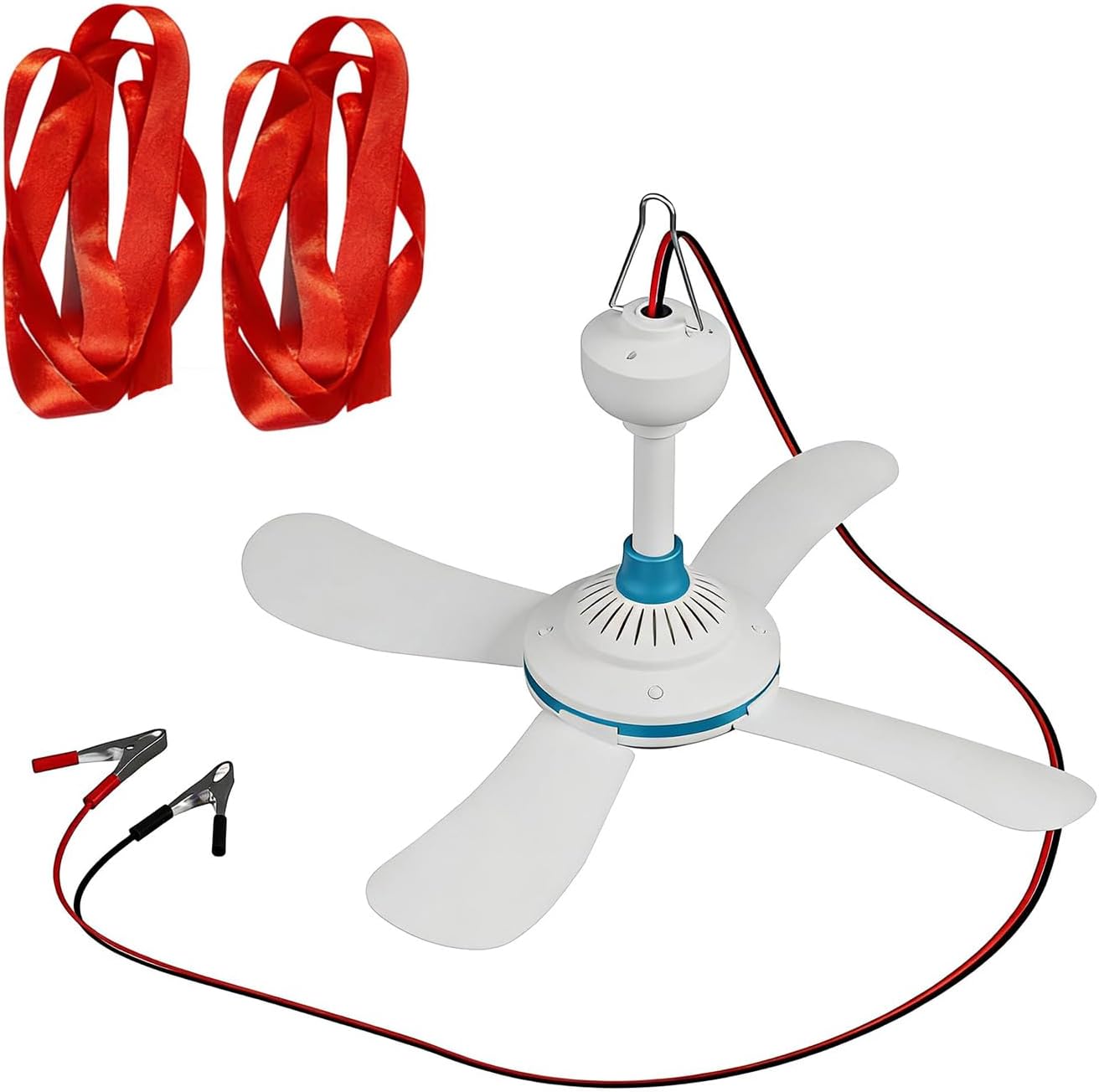 DC12V Hanging Fan with Red Rope Fly Perfect for Outdoor Camping and Market Stalls Cooling Fan