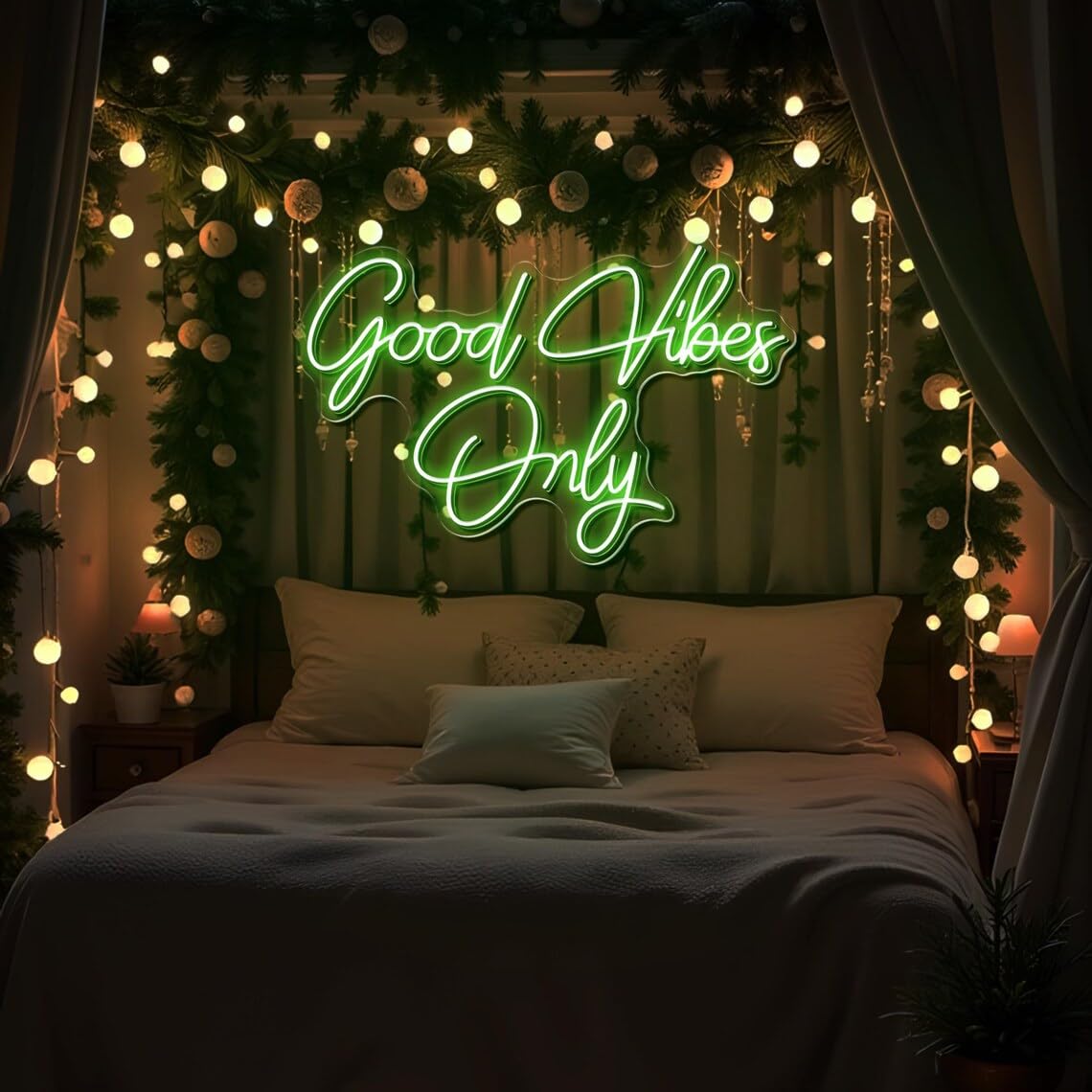 Custom LED Neon Sign, Good Vibes Only, Home Decor, Bar Signs Wedding Party USB Powered LED Decorative Lamp Unique Gifts Wall Decoration