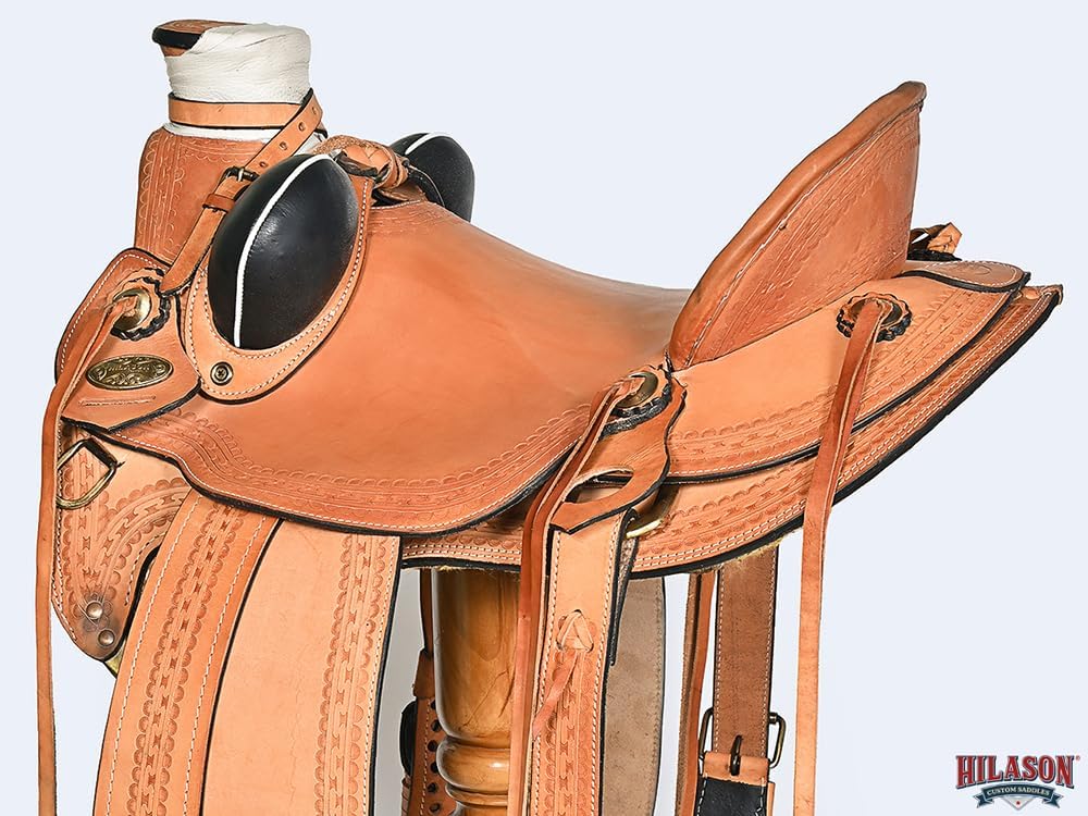 HILASON Western Horse Wade Saddle American Leather Ranch Roping Tan | Hand Tooled & for Horses