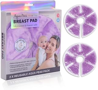 Breast Therapy Pads, Reusable Breast Ice Packs Hot Cold Gel Bead Packs Nursing Pads with Plush Cloth Cover, Relieve Breast Pain Swelling Boost Milk Production Freezable Microwavable（2pcs）