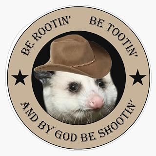 rootin tootin Possum Cowboy Window Bumper Sticker Decal 5"