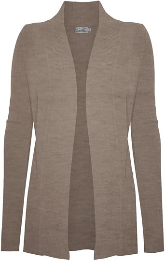 Cielo Women's Solid Basic Open Front Pockets Knit Sweater Cardigan