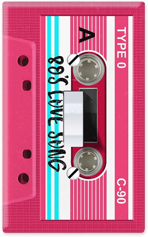 WIRESTER Single Gang Toggle Light Switch Plate/Wall Plate Cover - Blue Cassette Tape Lovely 80's Mix