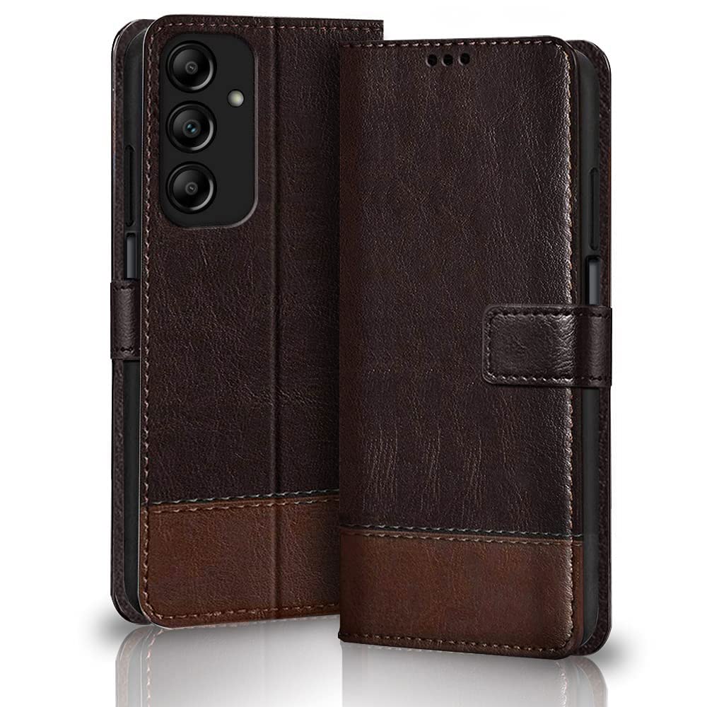 TheGiftKart Flip Back Cover Case for Samsung Galaxy A14 4G / A14 5G | Dual-Color Leather Finish | Inbuilt Stand & Pockets | Wallet Style Flip Back Case Cover (Coffee & Brown) TheGiftKart Flip Back Cover Case for Samsung Galaxy A14 4G / A14 5G | Dual-Color Leather Finish | Inbuilt Stand & Pockets | Wallet Style Flip Back Case Cover (Coffee & Brown)