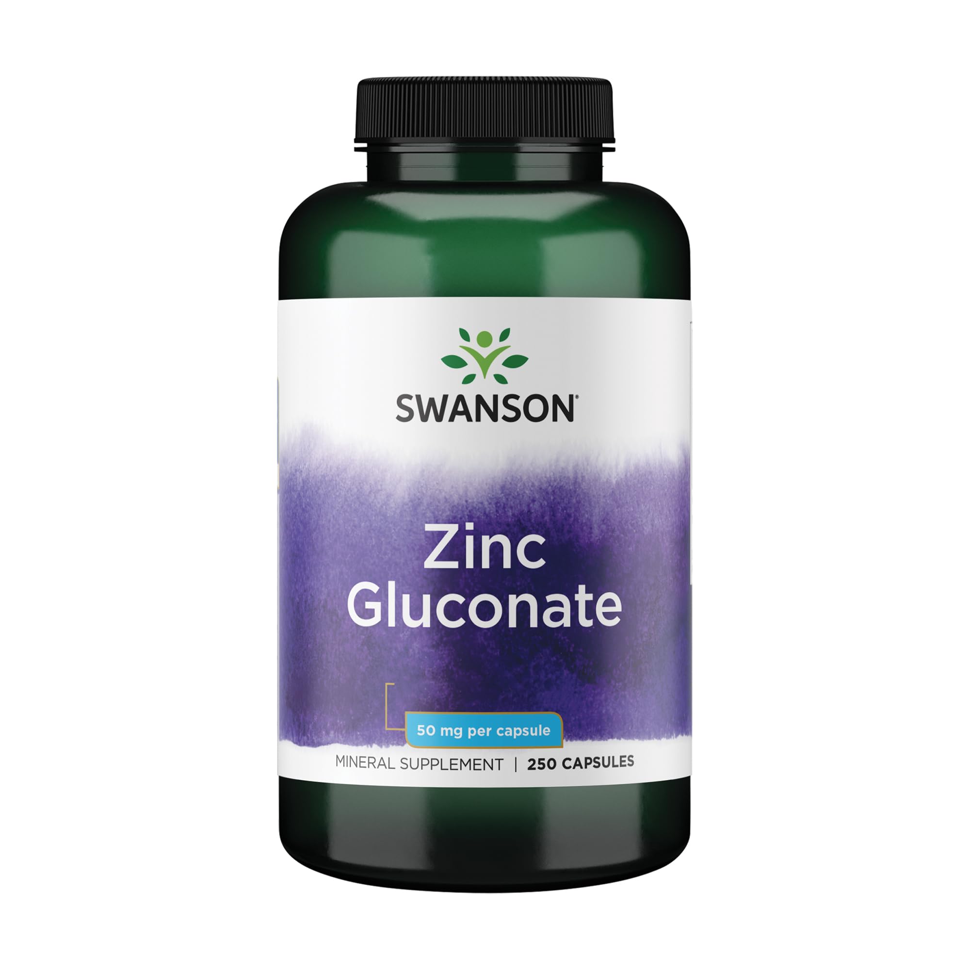 Swanson Zinc Gluconate, Immune Support, 50 mg, 250 Capsules 250 Count (Pack of 1)