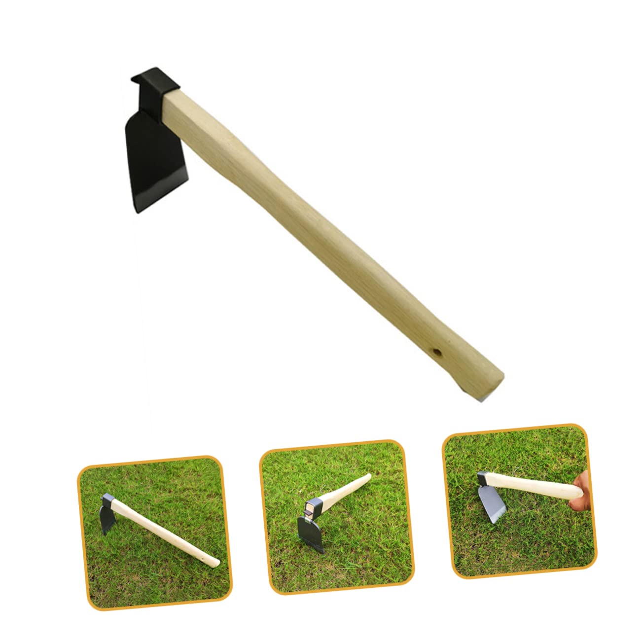 BESPORTBLE 2 Stück Gartenhacke Gehärtetem Vollstahl Ergonomischer Holzgriff Unkrautwerkzeug zum Jäten und Auflockern Gartenarbeit und Pflanzenpflege