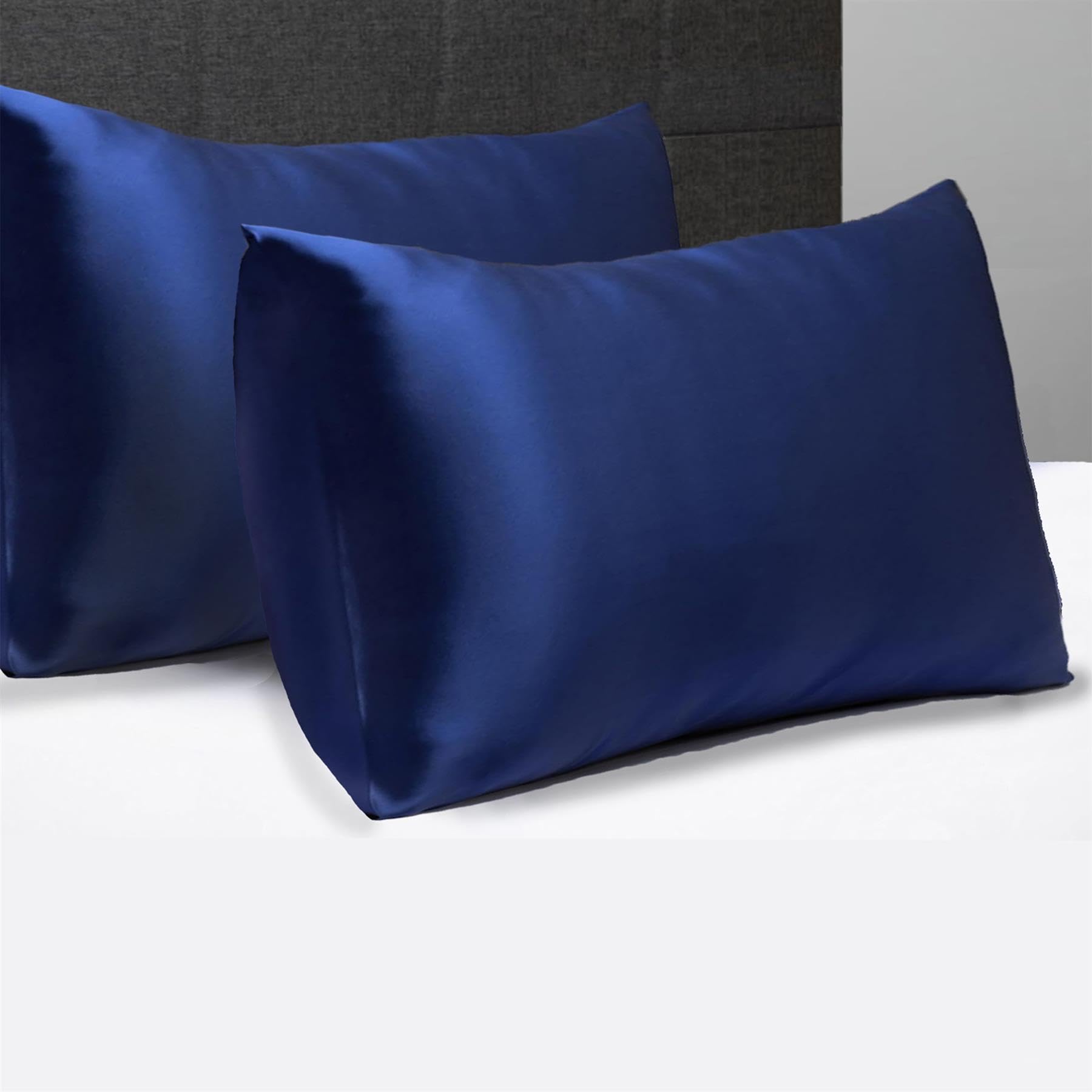 Roseley 100% BAMBOO Duvet Cover Set 300TC Organic Hypoallergenic Bed Linen Breathable Natural Fabric Temperature Regulating Machine Washable & Sustainable Bedding (Navy Blue, 2 Housewife Cases)