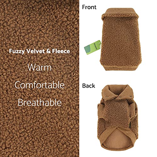 Fitwarm Vest Fuzzy Thick Sherpa Dog Coat Vest Turtleneck Sweater Puppy Winter Clothes Doggie Knitted Pet Cold Weather Clothes Doggy Pullover Jacket Cat Apparel Brown Medium #TOP4