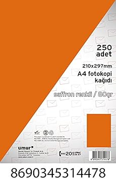 Umur A4 Renkli Fotokopi Ka d , Saffron, 250 Yaprak