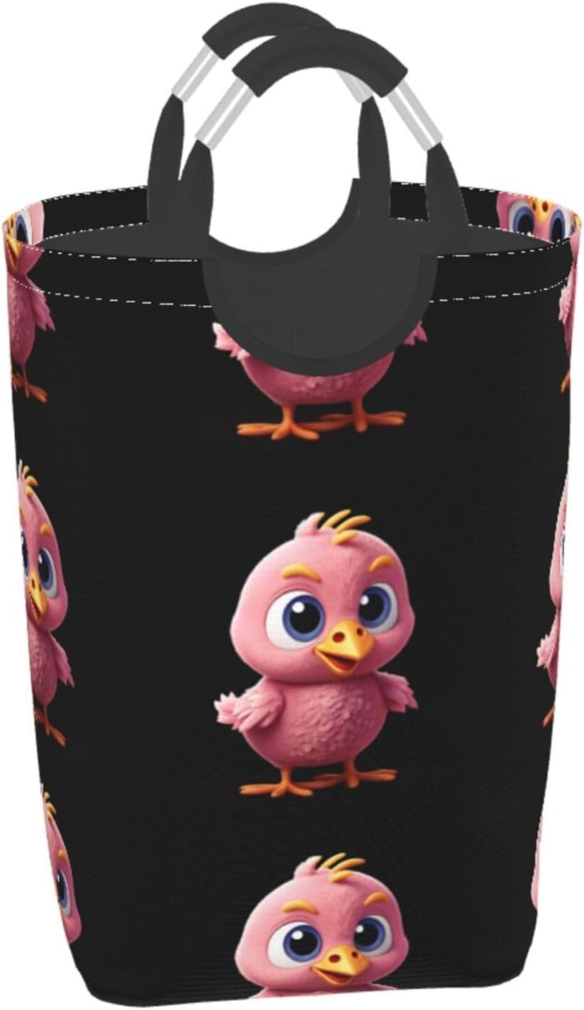 Pink Chick Foldable storage bag, 50L capacity, suitable for laundry room, dormitory bedroom, dirty clothes storage basket.