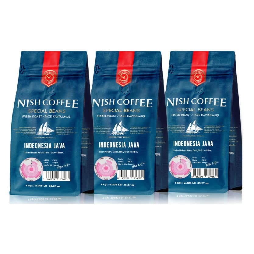 Nish Filtre Kahve Endonezya Java 1 Kg 3'lü Set (3x1 Kg) -Öğütülmüş