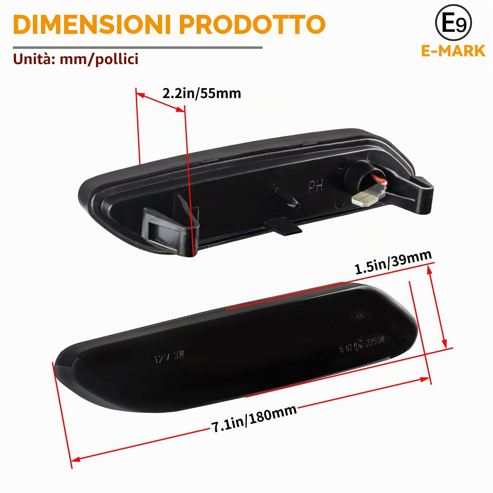 Frecce Laterale Dinamico a LED per BM-W Mini Cooper Countryman R60 R61, Indicatore di Direzione Dinamico a LED 2 Pezzi Canbus Nero