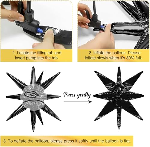 Miniatura 7 de Globos de aluminio con forma de estrella negra, 6 unidades, globo de explosión de estrella, globo de 22 pulgadas, globos grandes de Mylar para