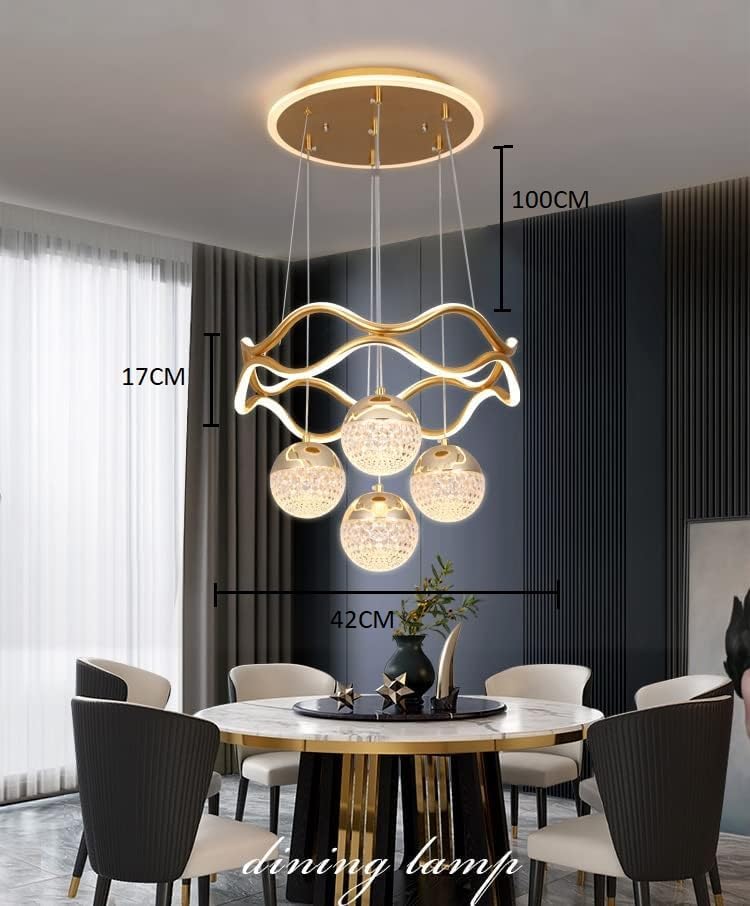 Image of Luxury Modern K9 Crystal Chandelier Lighting Fixture | Italian Style 4-Light Crystal Chandelier Ceiling Light for Living Room, (Gold)