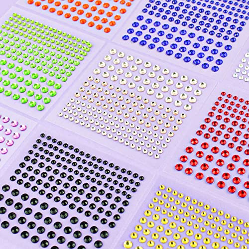 1720 Pieces Rhinestone Stickers Self Adhesive Diy Bling Gems For Crafts Makeup Stick On Body Face Nail Crystal Diamond Jewels 10 Sheets Rhinestone Embellishments Sticker In 3 Size (10 Colors) #TOP4