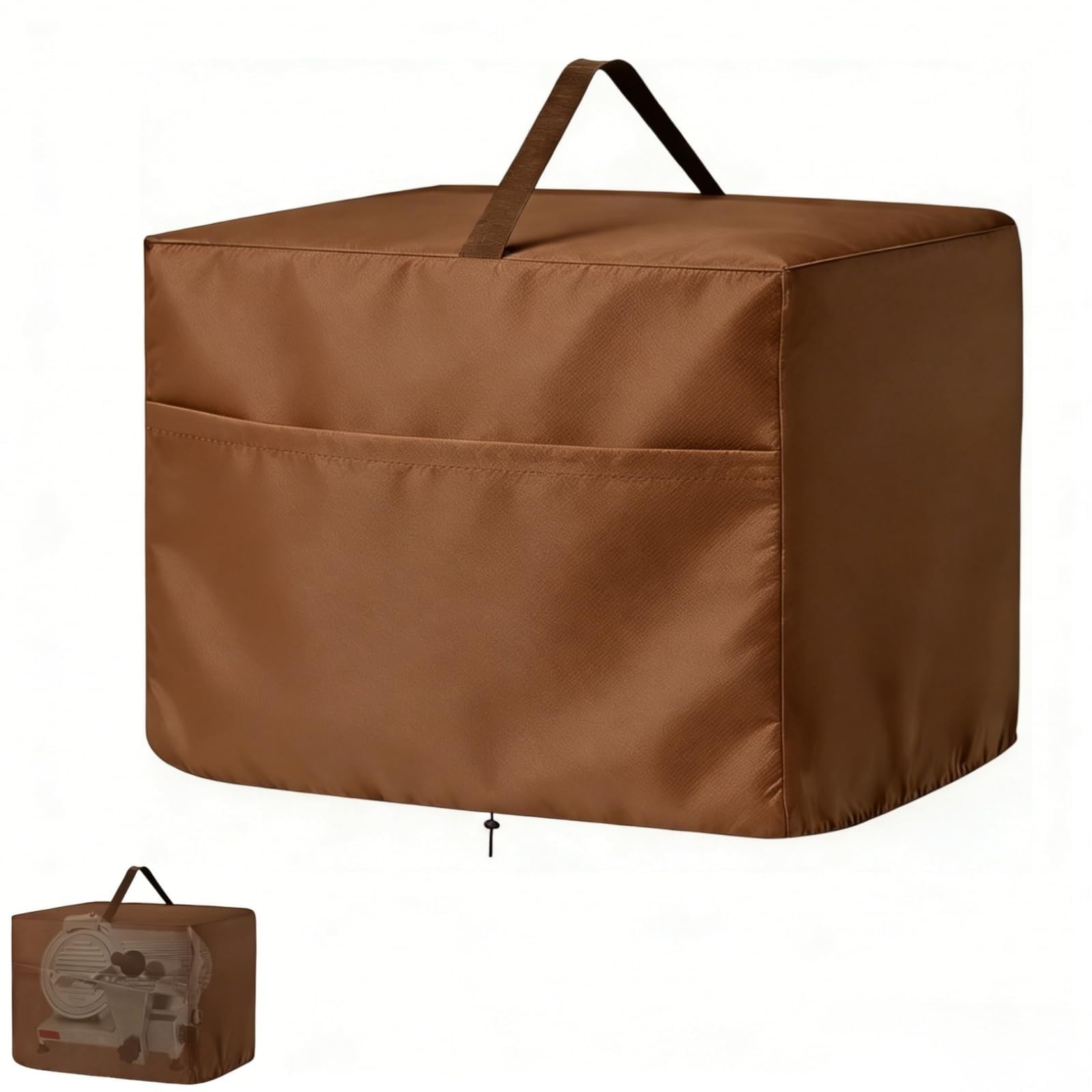 Copertura Protettiva per Affettatrice in Tessuto Oxford 600D Impermeabile e Antipolvere - Custodia Universale con Tasche Portaoggetti e Manici per Cucina (Marrone, 52 * 45 * 38cm)