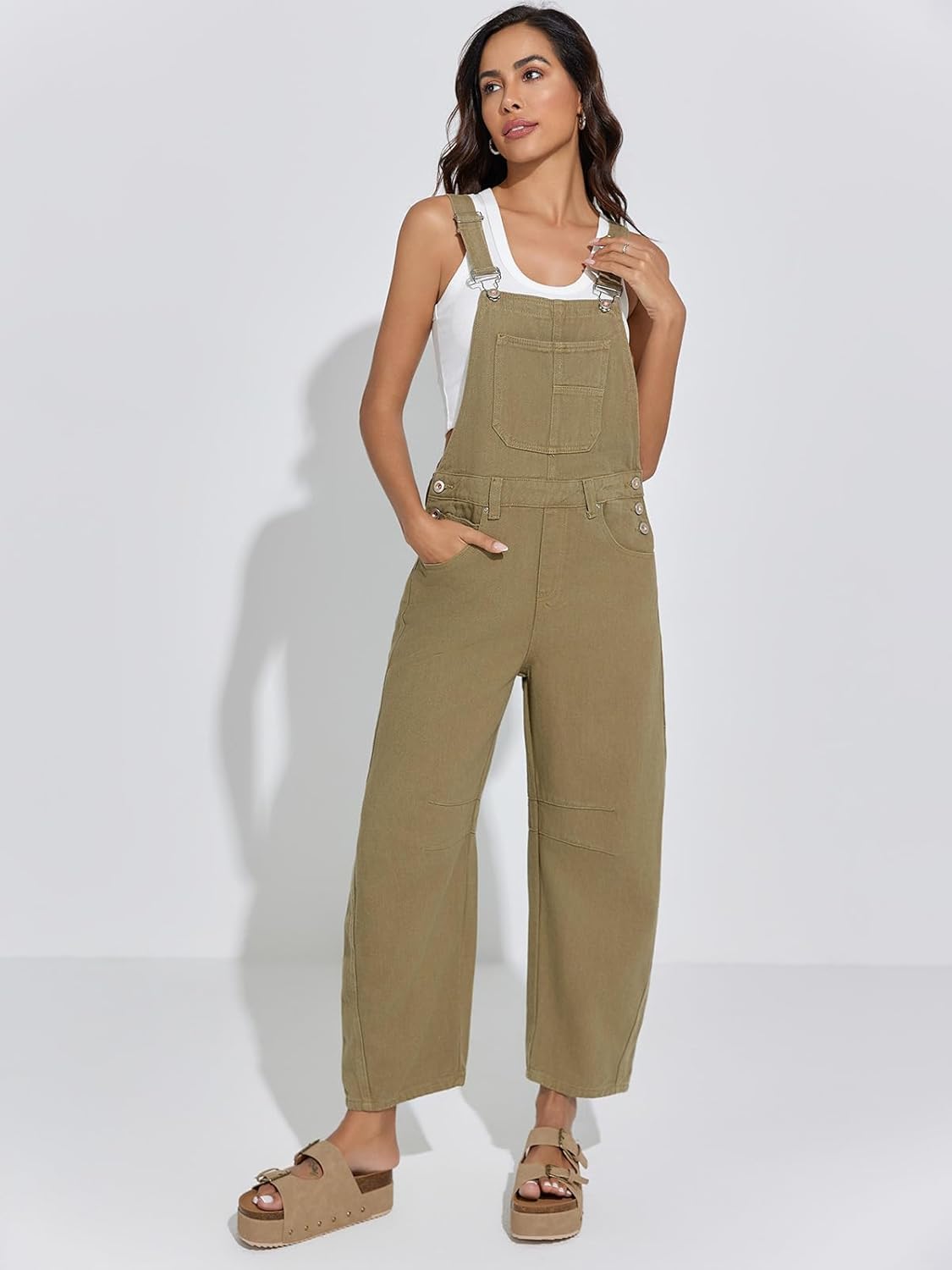 Barrel Overalls Jumpsuits for Women Casual Loose Baggy Jeans Pants Sleeveless Bib Jumpers with Pockets - Image 4
