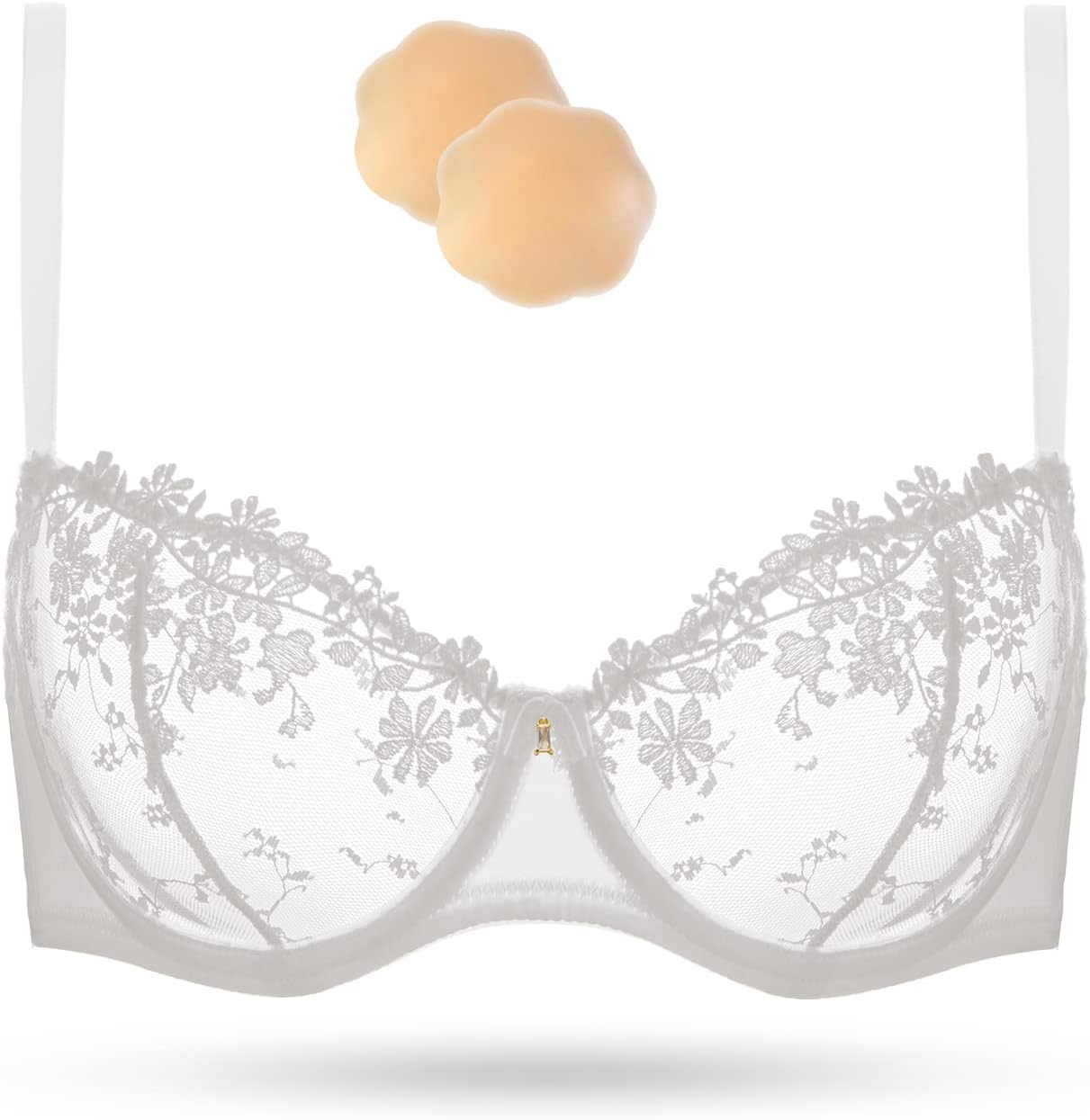 Women's Sexy Lace Bra Demi Sheer Mesh Balconette See Through Bralette Unlined Underwire Embroidered
