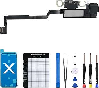 for iPhone X Earpiece Front Speaker Replacement Repair for iPhone 10 OEM Ear Module with Ambient Light Sensor Proximity Sensor Connector Fix Tools Kit for A1865 A1901 A1902
