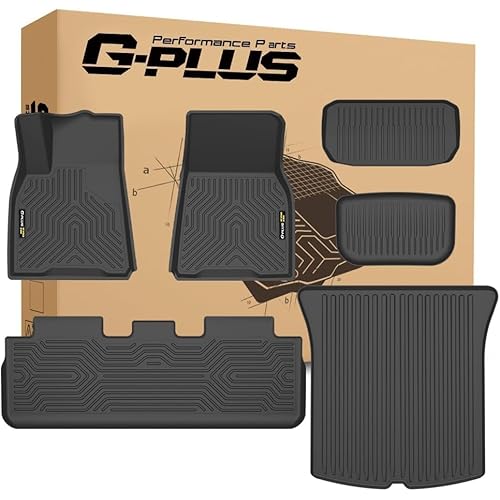 G-PLUS Model Y Floor Mats 6PCS,Compatible with Tesla Model Y 2020-2024 5 Seat (NOT for 7 SEAT),TPE All Weather Protection Cargo Liners Rear Cargo Accessories Fit Tesla Model Y 2020-2024 6PCS