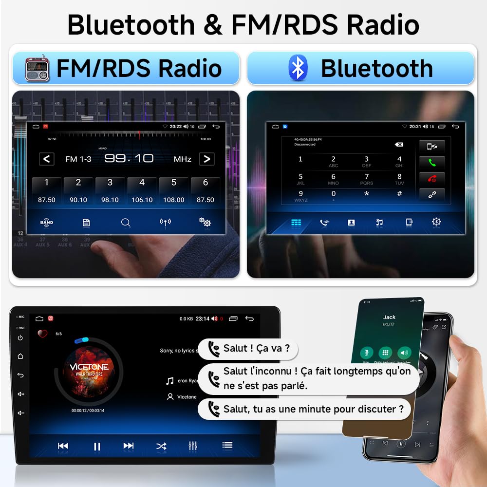 Autoradio Android 15 pour 1-DIN Fiat Ducato, Citroën Jumper, Relay Peugeot Boxer, 4 + 64 Go, écran Tactile 9 Pouces, CarPlay sans Fil, Android Auto, Bluetooth 5.4, Wi-FI 6, DSP, Navigation