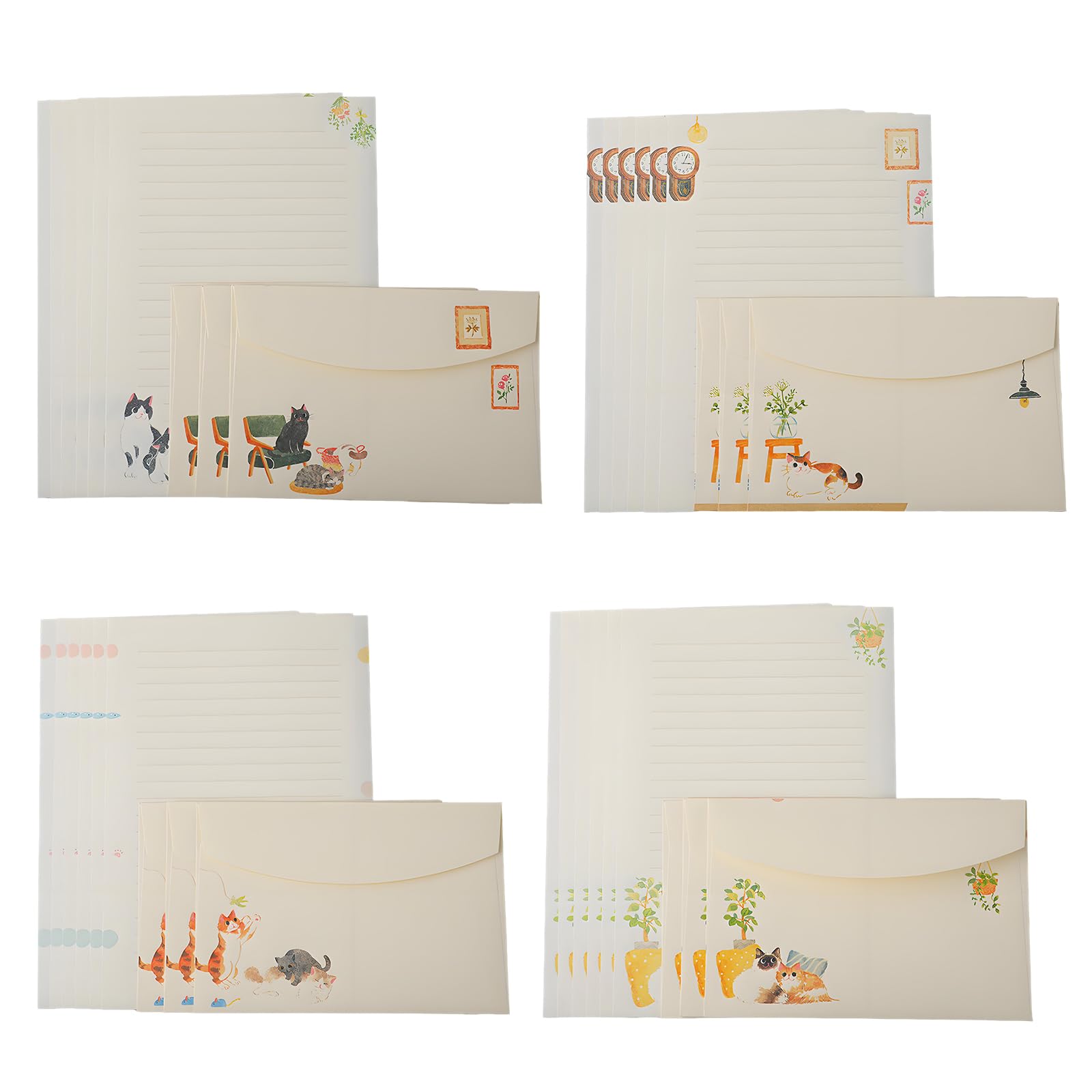 HAFRILY 36Pcs Writing Paper and Envelopes Set Cat Theme Letter Writing Set