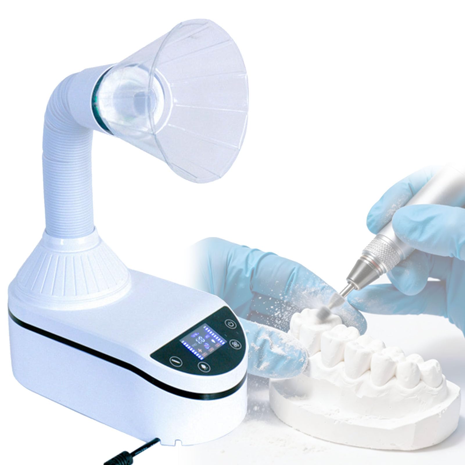 Portatile Aspirapolvere per Lucidatura Dentale, Regolazione 3 velocità, Luce LED Integrata, Aspiratore for Banco da Lavoro for Lucidatura Dentale for Laboratorio Odontotecnico