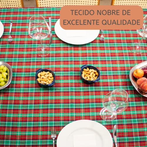 Toalha de Mesa de Natal Xadrez Verde e Vermelha. Linda Toalha de Natal Tecido Nobre, Encorpado e de