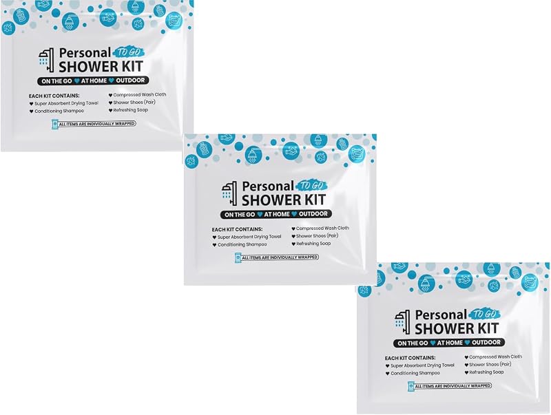 Kit compacto de higiene pessoal para viagem pH Advantage, com xampu, sabonete, pano, capas para os pés e toalha