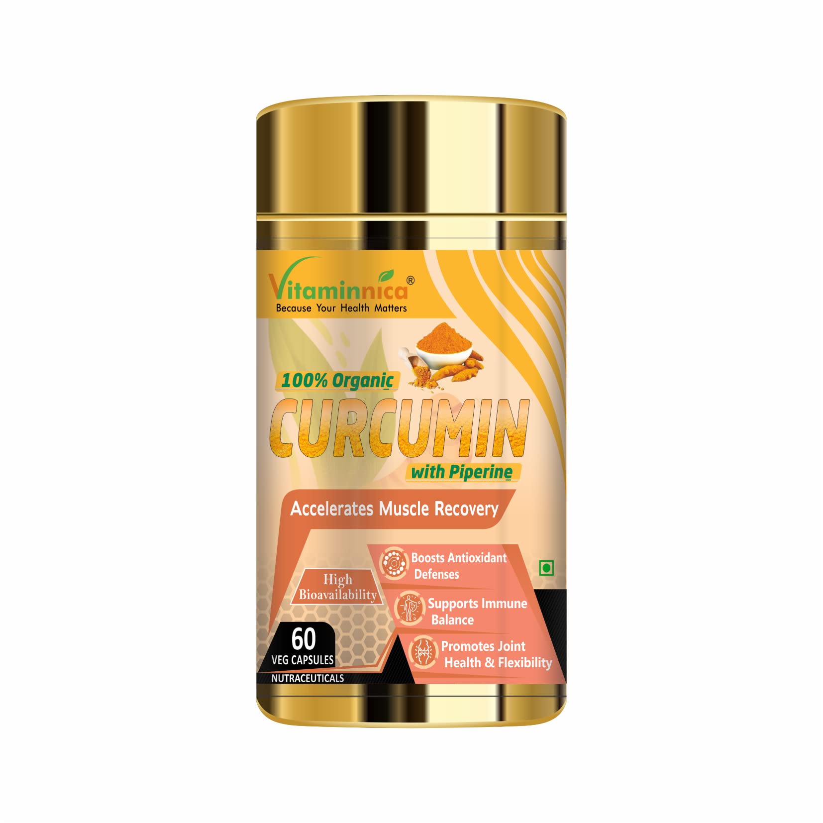 Vitaminnica Curcumin with Piperine with 95% Curcuminoids | Anti inflammatory Supplement for Adults | Supports Joint Health– 60 Veg Capsules-image-20