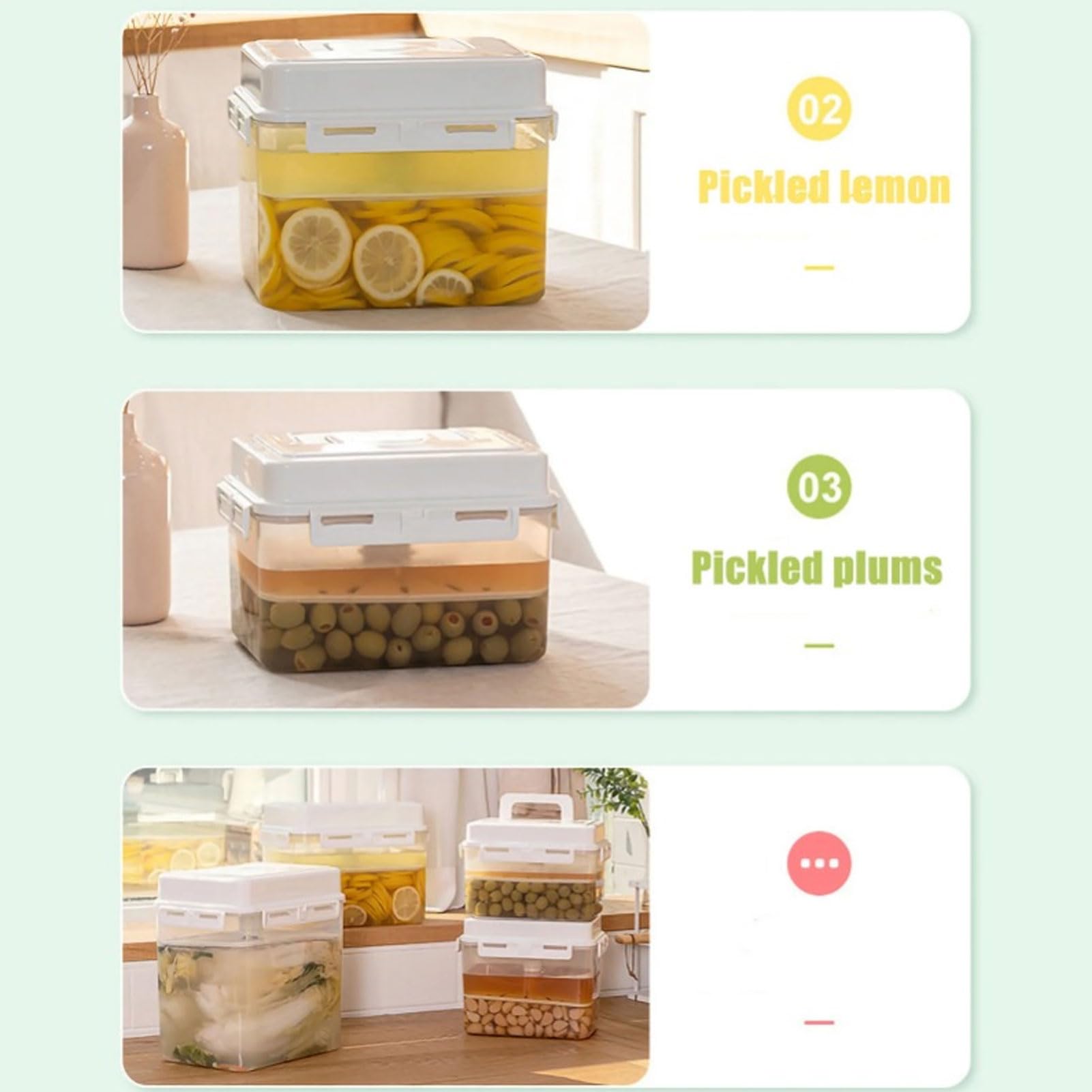 Ejoyous Pojemnik na Kimchi 5 L, Pojemnik do Fermentacji, Pojemnik do Przechowywania Kiszonej Kapusty z Pokrywką Próżniową