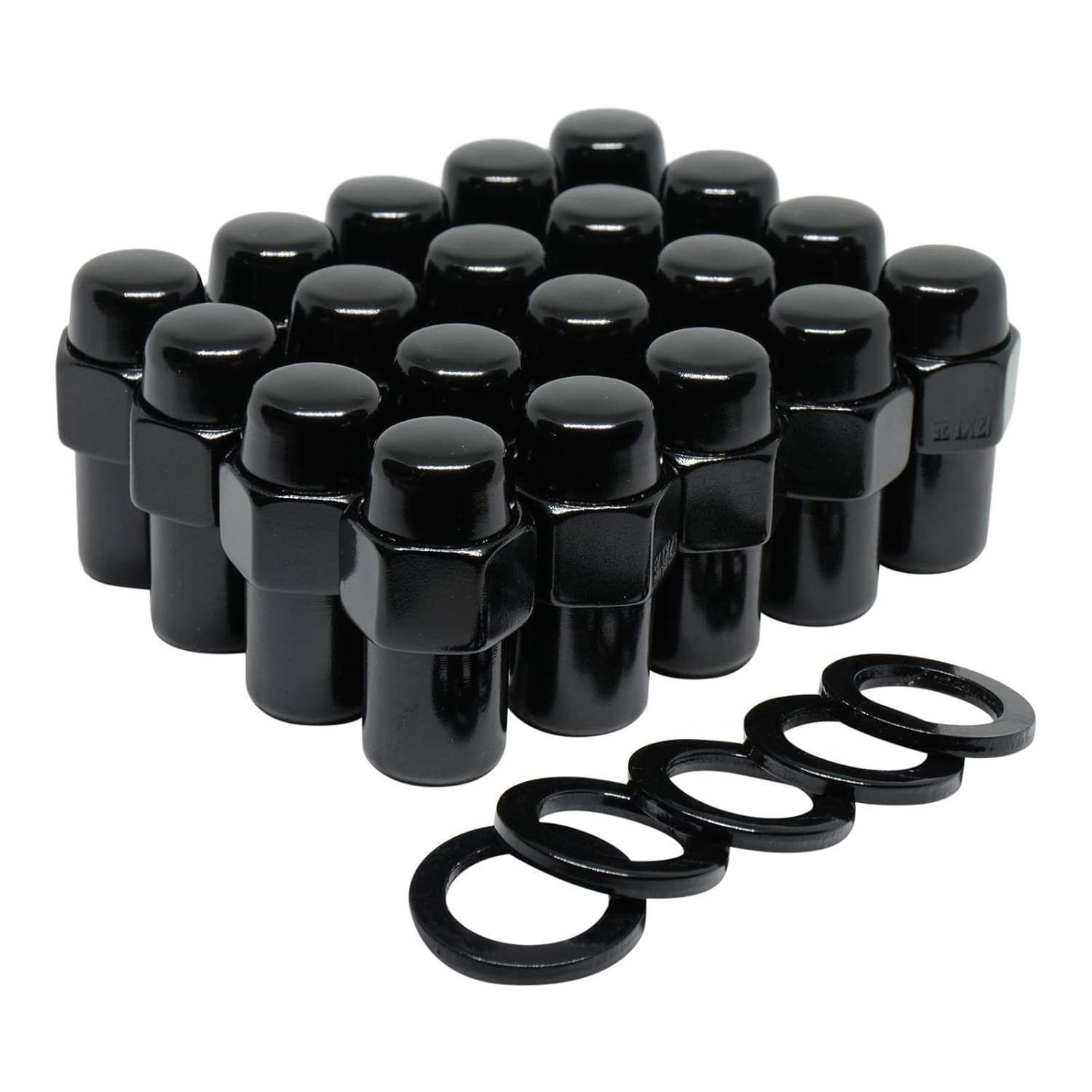 Cragar Standard Mag Lug Nut 1/2"-20 Black with Black Standard Washer Set of 20 Pcs