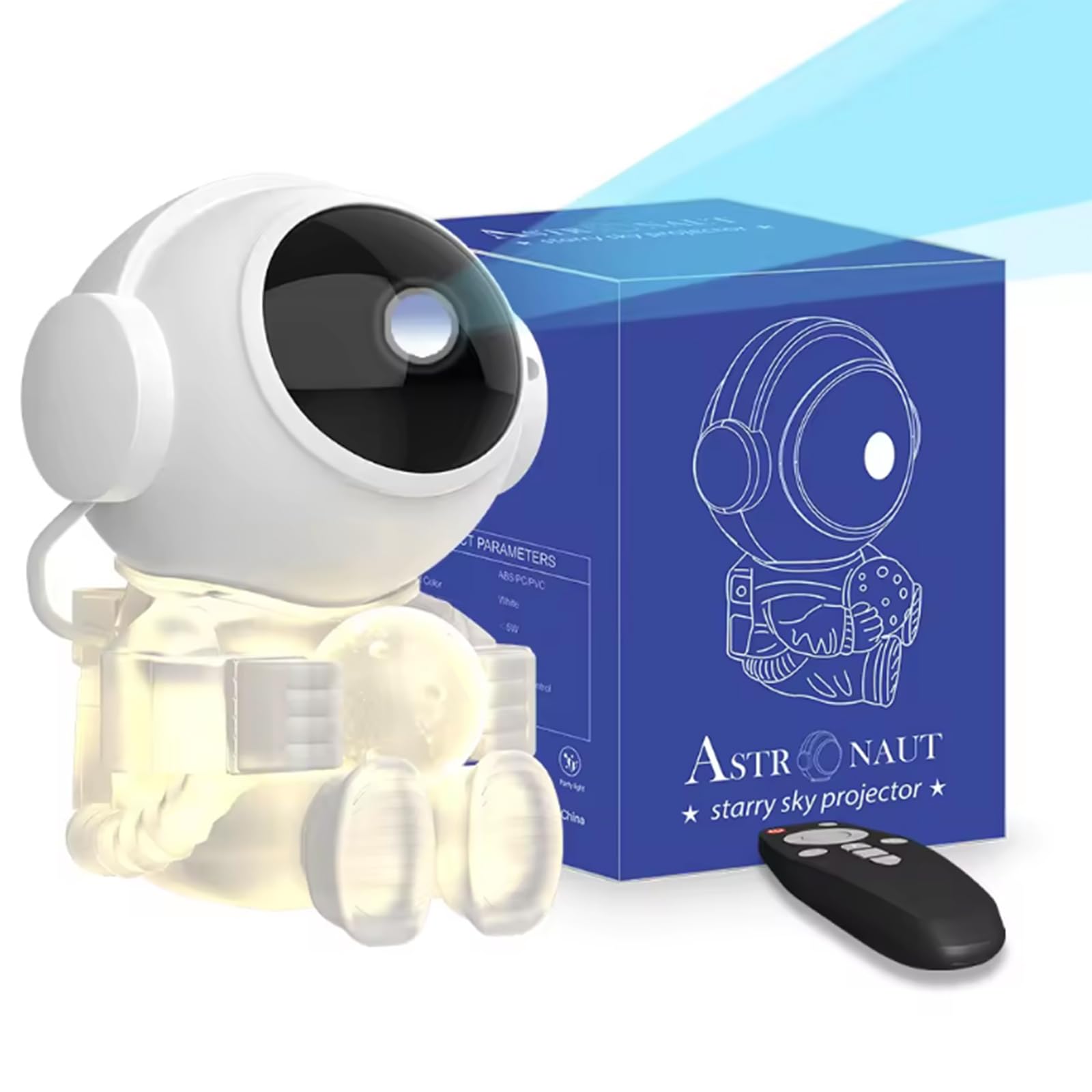 1 Stück Astronaut Galaxy Star Projektor - Weiß Astronaut Halten Ball Sternennachtlicht mit Fernbedienung, Einstellbare Timing Helligkeit für Schlafzimmer Gaming Zimmer Dekoration Geschenk