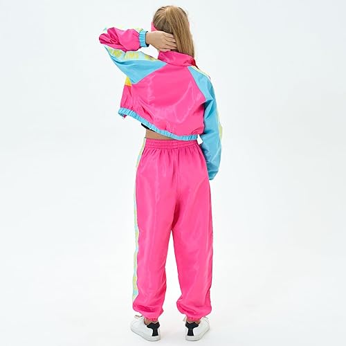 Miniatura 5 de TIMSOPHIA Traje de baile de hip hop para niñas, 5 piezas de disfraces de baile, ropa moderna de rendimiento de equipo de jazz, conjunto de chaqueta