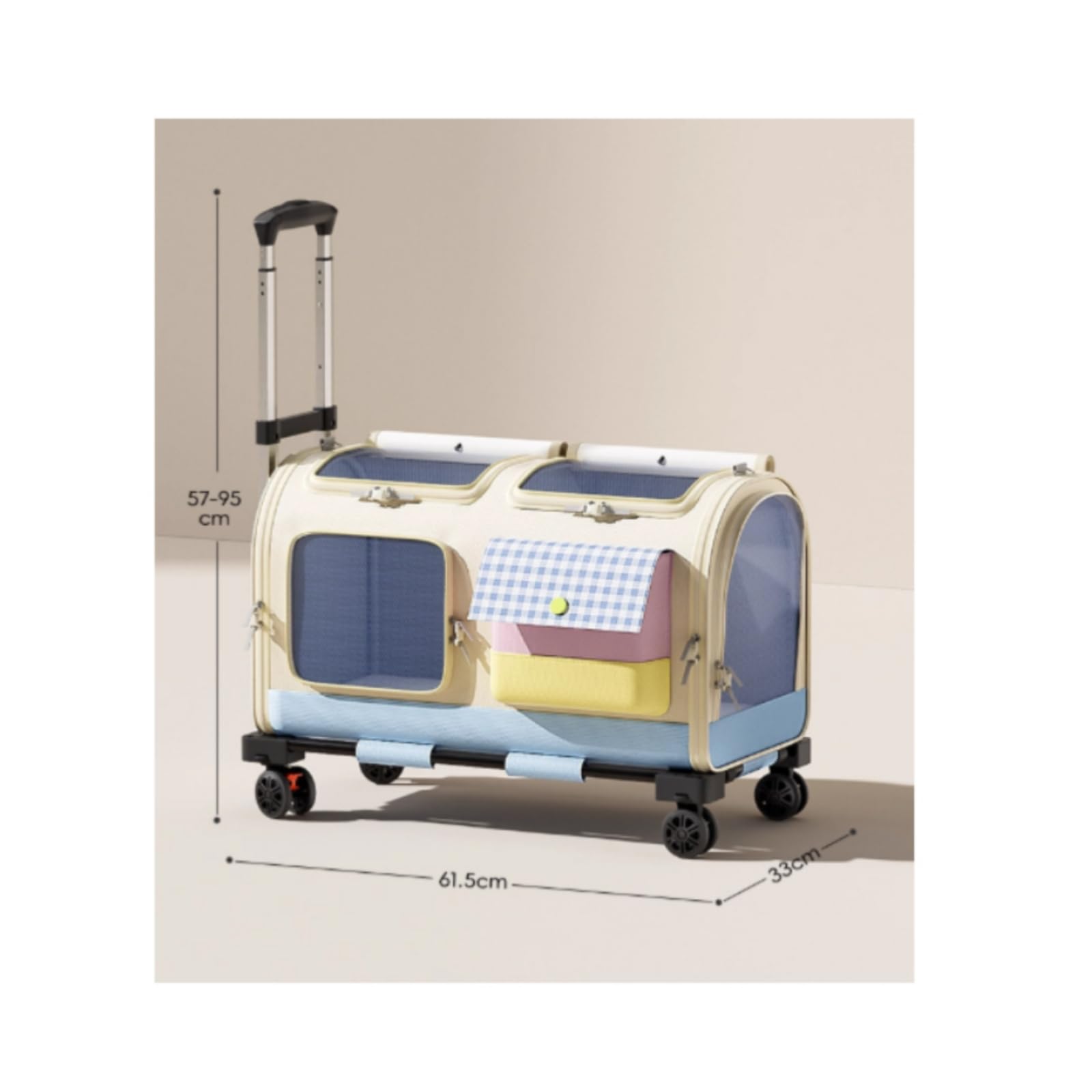 Qianly tín con Ruedas Portátil tín con Asa lescópica Ventilado para s, Traslados