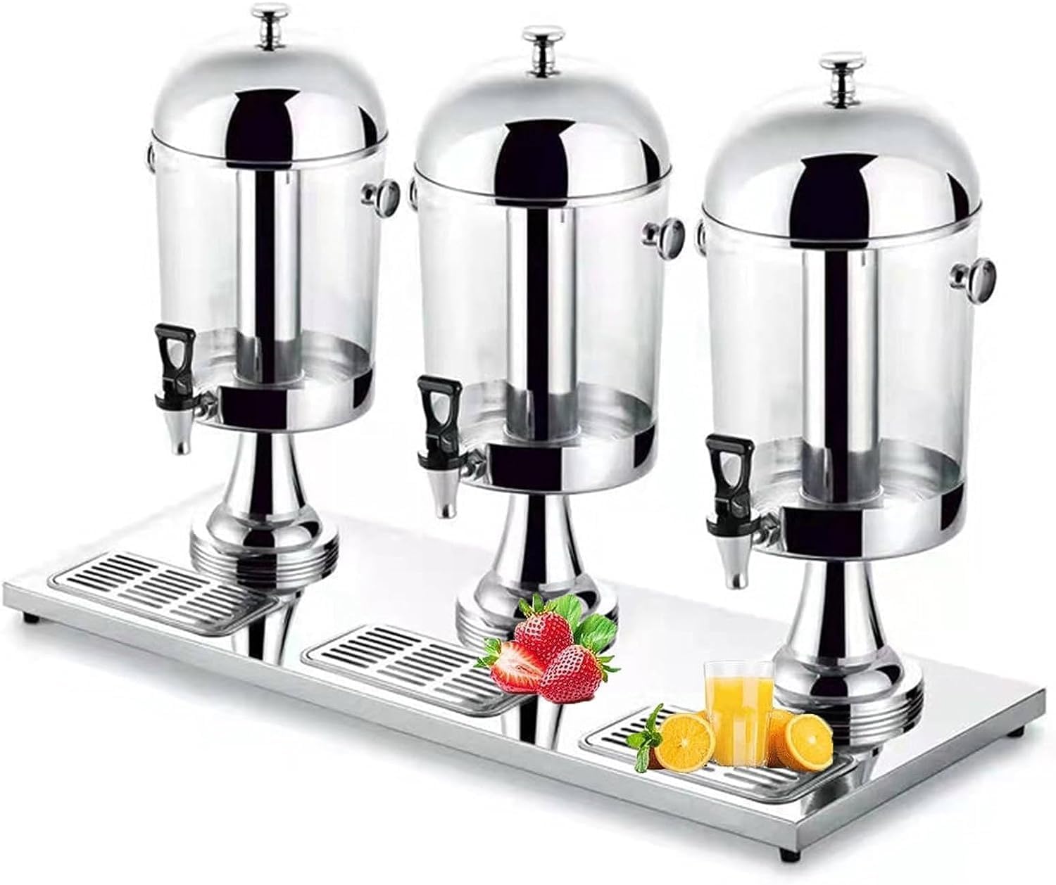 JYBNBBE Drink dispensers for Parties, Stainless Steel Juice Dispenser, Heavy Duty Cold Commercial Beverage Dispenser, for Parties Weddings Buffet Catering (Silver 24L)