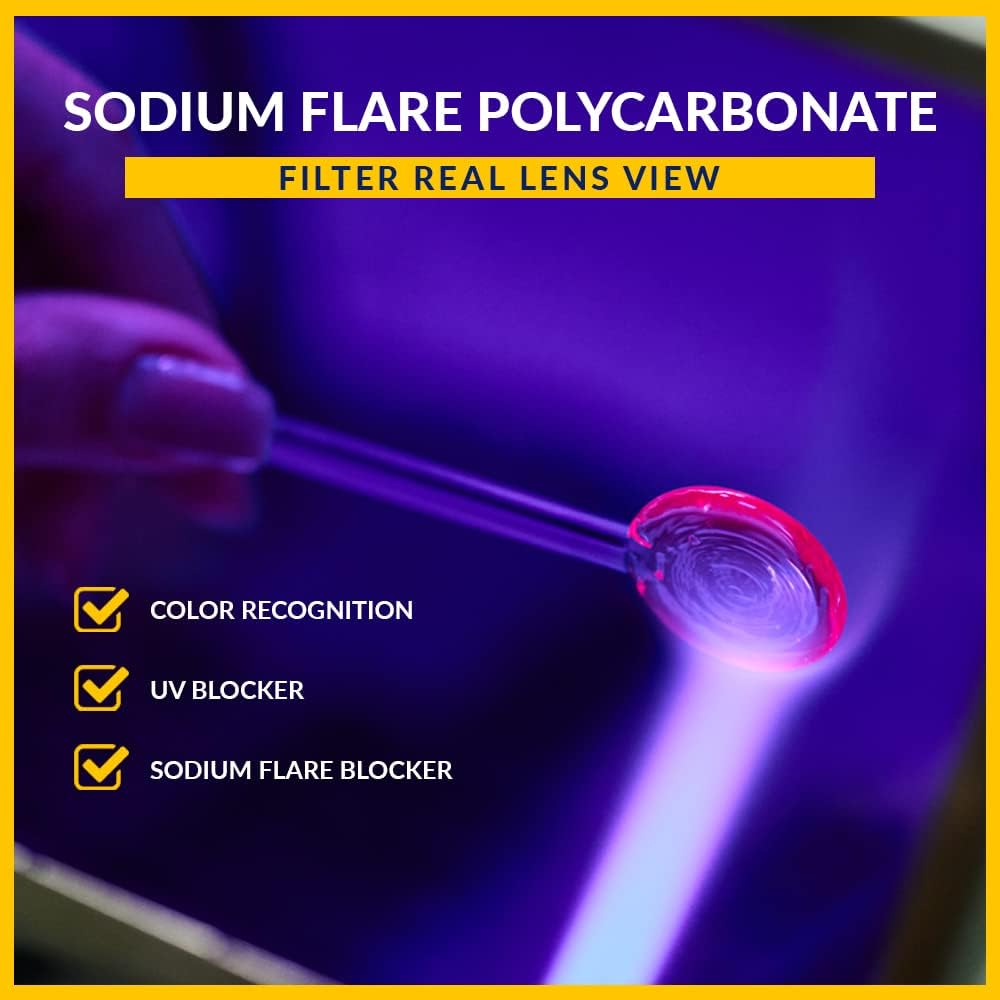 Sodium Flare Polycarbonate Glassworking Safety Glasses - Ergonomic Plastic Frame - 54/38-19-140mm