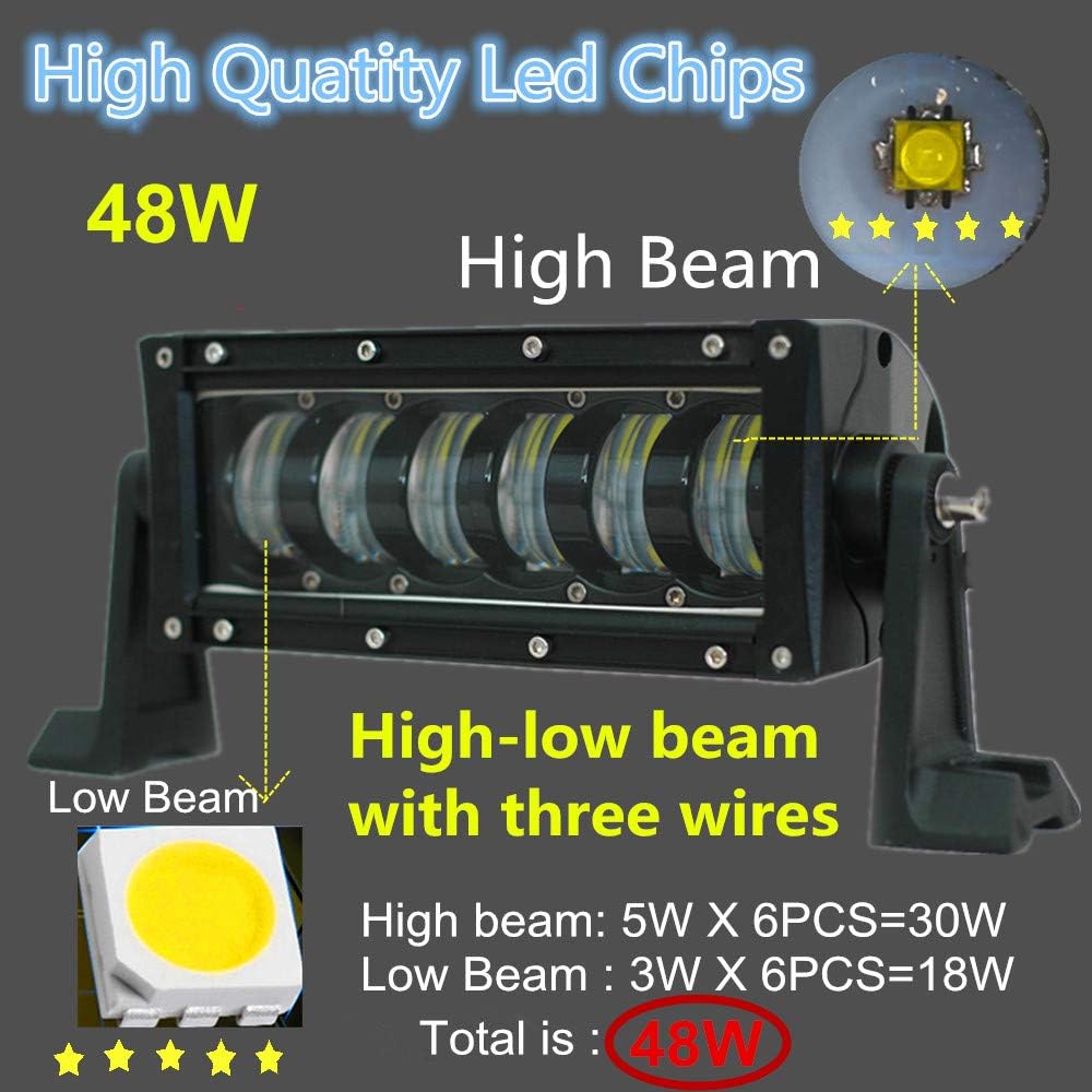 8 Inch 48w Led Light Bar with High Low Beam Led Work Light Spot Flood Combo for SUV,ATV,Truck,Boat (10 inch 48w)